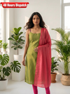 Mayilini Green Shimmer Kotta Spaghetti Kurti Set ( Set of 2 )