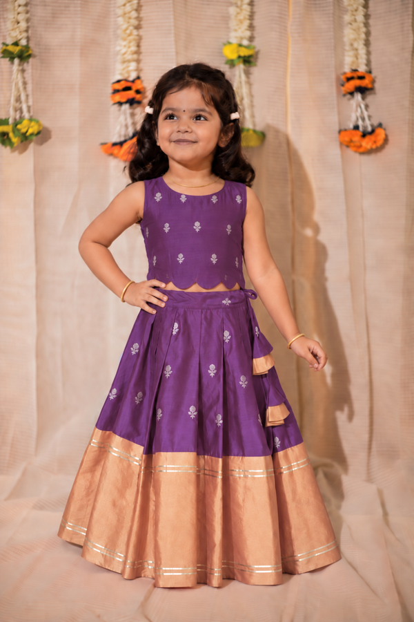Nadhi Violet with Orange Lehenga Mini (Set of 2)