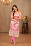Nethra Pink Banarasi Tissue Spaghetti Kurti (Top Only)
