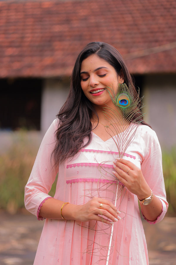 Peach Jamdhani Noor A-Line Co-ord Set (PR)