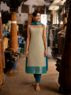 Poonguzhali Grey Sleeveless Chettinad Cotton Kurti Set ( Set of 2 )