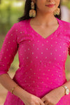 Rani Pink Banaras A-Line kurta (PR)