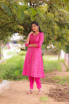 Rani Pink Banaras A-Line kurta (PR)