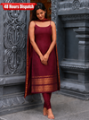 Riddhi Maroon Sleeveless Chettinad Cotton Kurti Set ( Set of 2 )