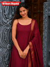 Riddhi Maroon Sleeveless Chettinad Cotton Kurti Set ( Set of 2 )