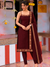 Riddhi Maroon Sleeveless Chettinad Cotton Kurti Set ( Set of 2 )