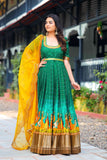 Green & Yellow Digital Print Banarasi Silk Dress(FW)