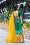 Green & Yellow Digital Print Banarasi Silk Dress(FW)