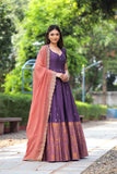 Wine Handloom Dress with Embroided Georgette Dupatta(FW)