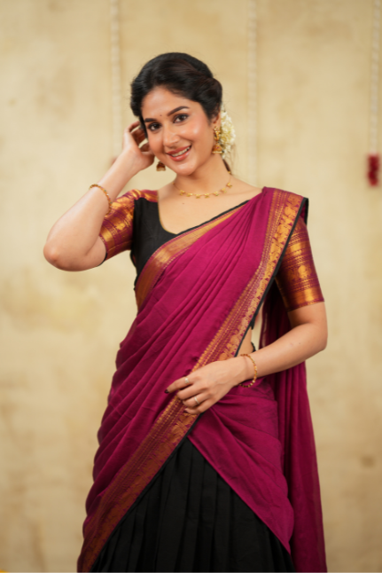 Tamizh Black Halfsaree (Set of 3 )