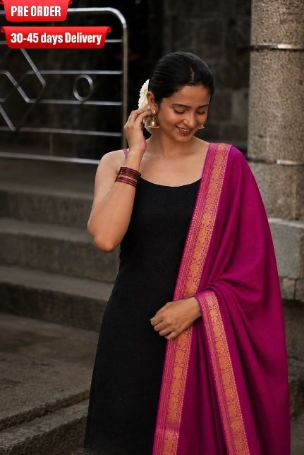 Tamizh Black Sleeveless Chettinad Cotton Kurti Set ( Set of 2 )