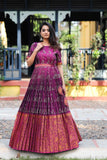 Wine and Gold Embroidered Dress(FW)