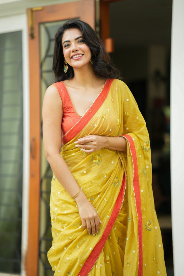 Tharagai Yellow Saree (Set of 2)