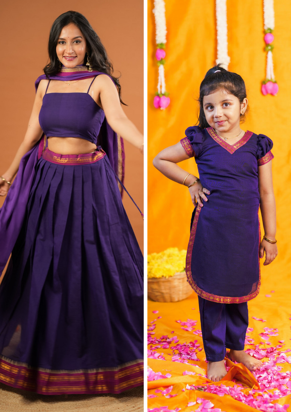 Sreeja Violet Croptop Salwar Mom & Me Set