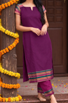 Geetanjali Magenta Narayanpet cotton Kurti Set (Set of 2)