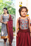 Prathana Teal & Maroon Mom & Me