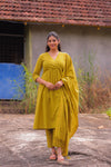 Turmeric Twist Handloom A-Line Co-ord Set With Dupatta (PR)