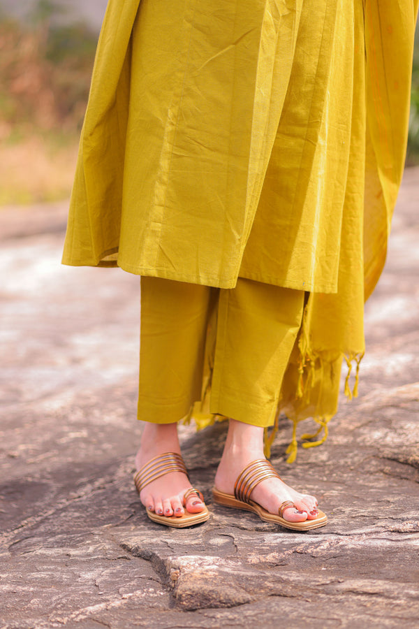 Turmeric Twist Handloom A-Line Co-ord Set With Dupatta (PR)