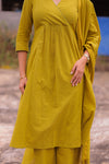 Turmeric Twist Handloom A-Line Co-ord Set With Dupatta (PR)