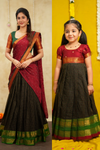 Daksha Black Checks Halfsaree& Frock Mom & Me