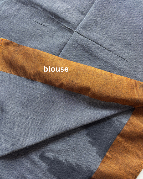 Mustard & Charcoal Mul Cotton Saree