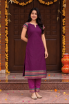 Geetanjali Magenta Narayanpet cotton Kurti Set (Set of 2)