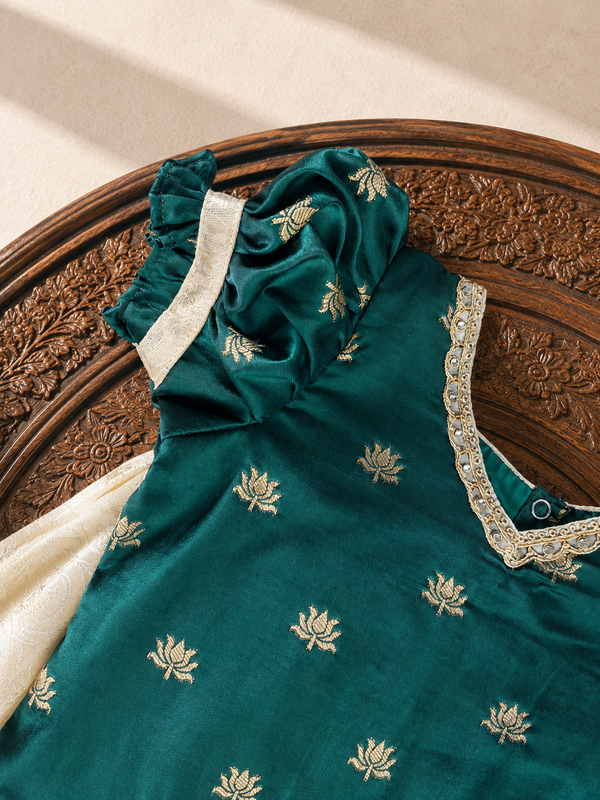 Madhavi Ivory with Green Lehenga Mini