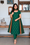 Meghna Green Chanderi Kurti Set ( Set of 2 )
