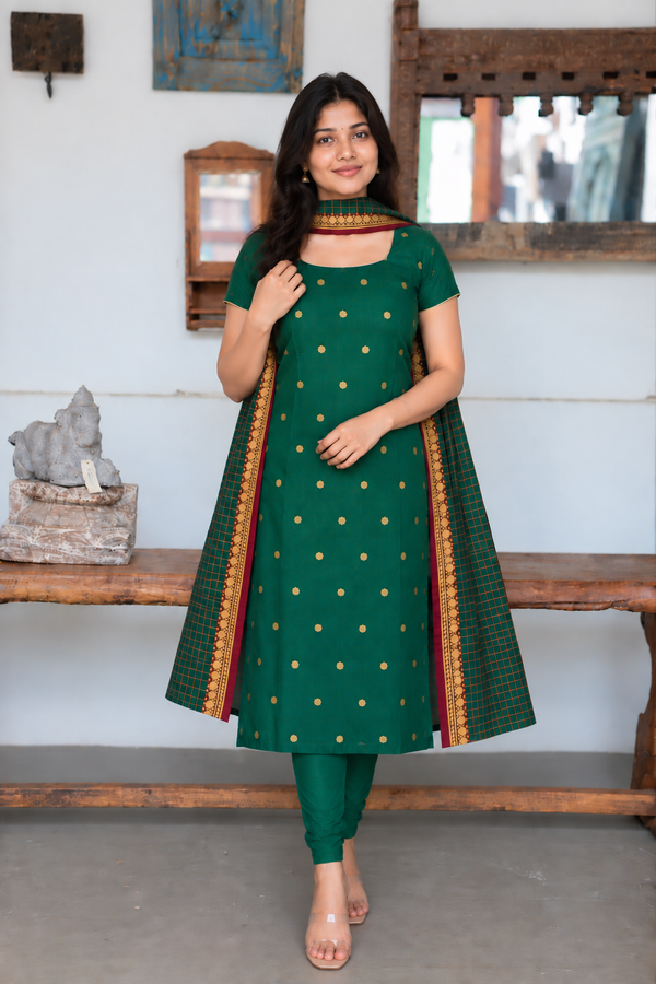 Meghna Green Chanderi Kurti Set ( Set of 2 )