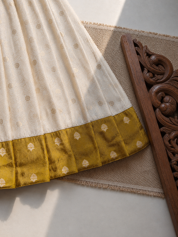 Bindu Ivory with Gold Frock Mini