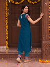 Geetanjali Teal Narayanpet Cotton Kurti Set (Set of 2)