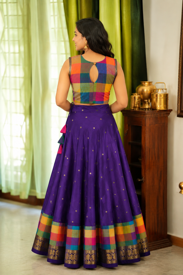 Thendral Violet Sleeveless Croptop and Skirt ( Set of 2 )