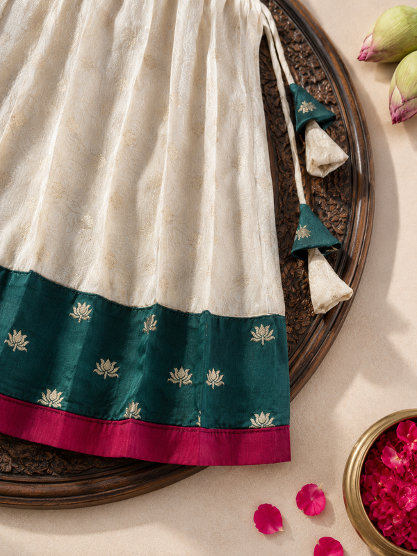 Madhavi Ivory with Green Lehenga Mini