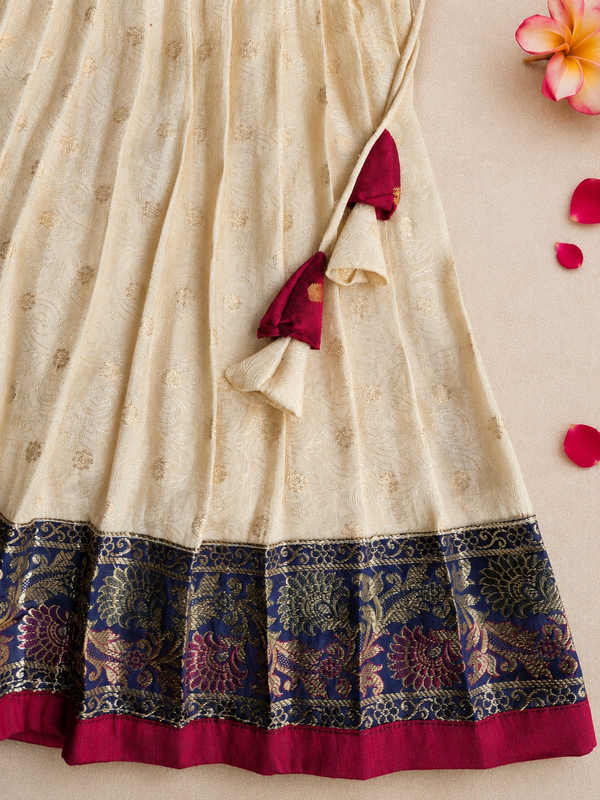 Karunya Ivory with Maroon Lehenga Mini