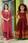 Riddhi Maroon Kurti with Frock Mom and Me