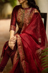 Sangamithrai Maroon - Unstitched Set