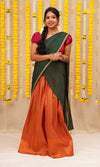 Nandini Rust and Green Half saree
