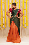 Nandini Rust and Green Half saree