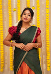 Nandini Rust and Green Half saree