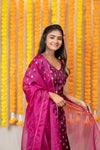 GRG - Yashodha Magenta Organza Brocade top (Kurti only) - XS only
