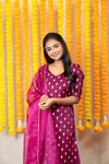 GRG - Yashodha Magenta Organza Brocade top (Kurti only) - XS only