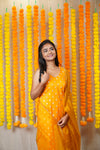 GRG - Yashodha Yellow Organza Brocade top (Kurti only) - XS only