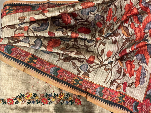 Chanderi Suit #greywithgreen embroidered