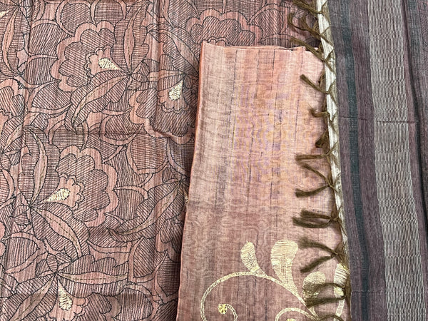 Chanderi Suit #peachblack embroidered