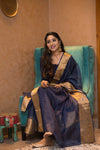 Saatvika Navy Blue Unstitched Set of Top and Dupatta freeshipping - ekantastudio