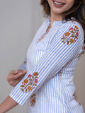 Blue Blossom Stripe Kurta (PR)