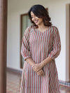 Terracotta Striped Handblock A-Line Kurta (PR)