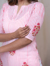 Pink Blossom Stripe Kurta (PR)