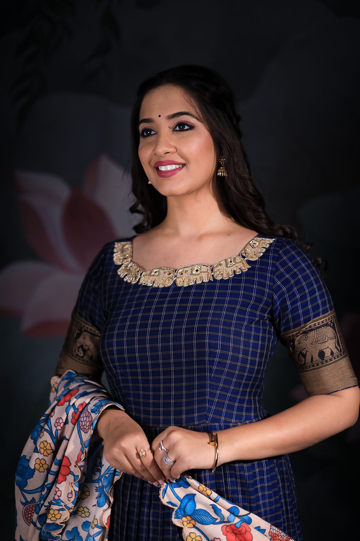 Blue Handloom Anarkali Dress with Dupatta (FW)