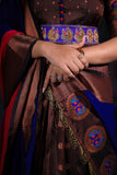 Brown with Blue Paithani Long Dress